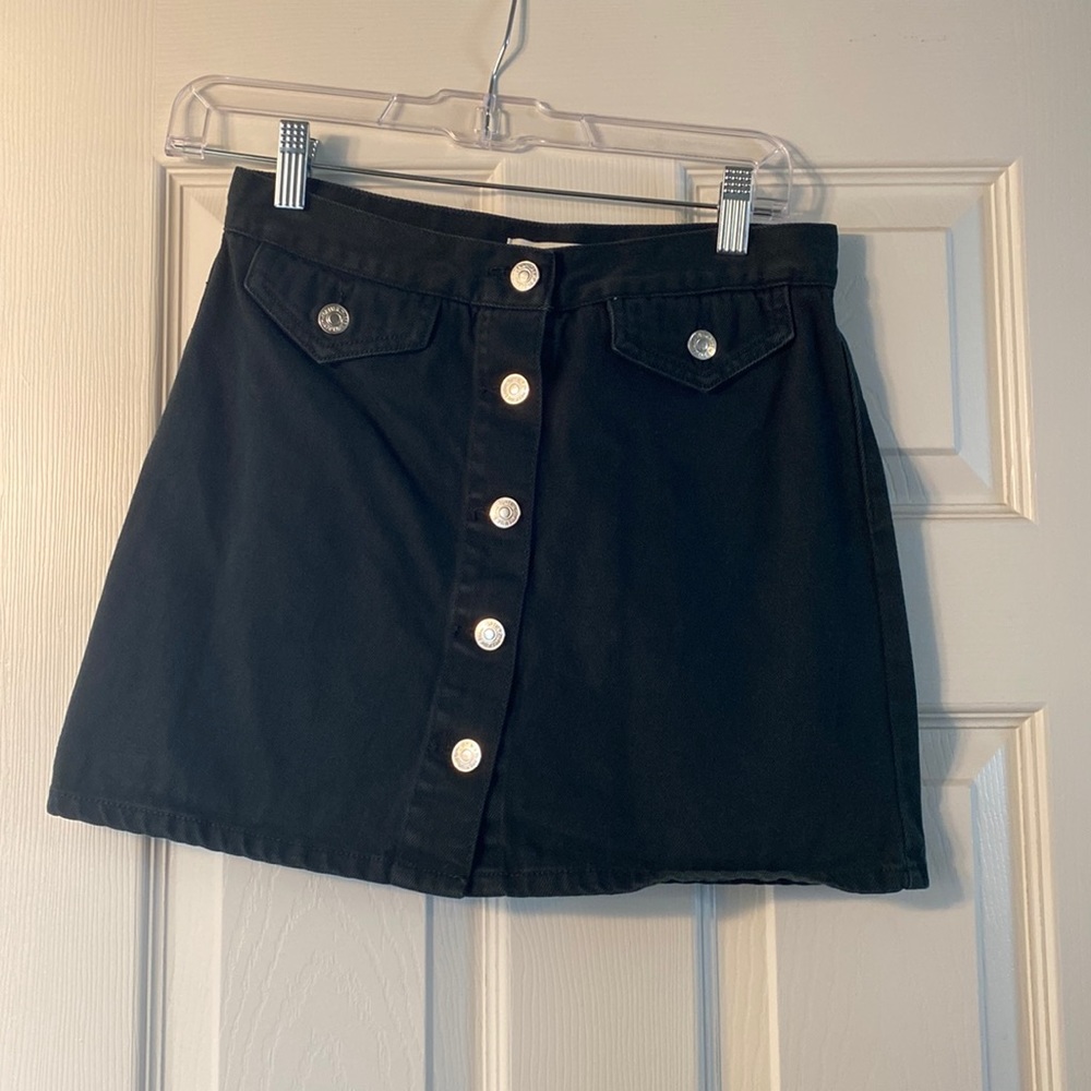 Forever 21 Denim Dark Green Button Up Mini Skirt - Size Small